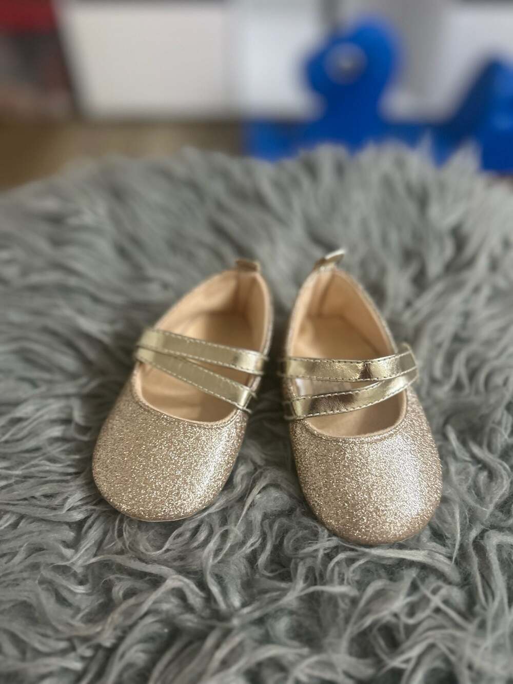 Cat & Jack Toddler Gold Glitter Ballet Flats Mary Jane Shoes